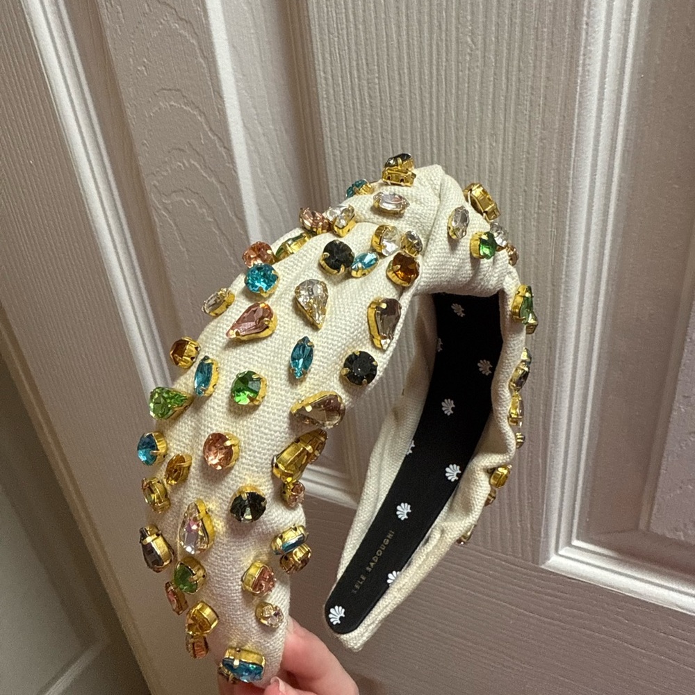 Lele Sadoughi Embellished Cream Headband